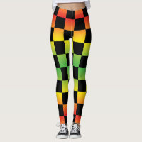 Red Gult Grönt Rasta Ombre Checkerboard