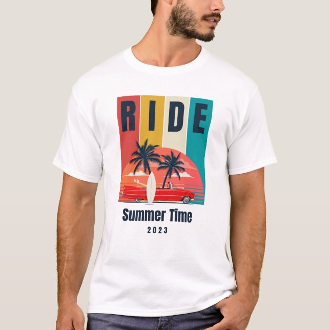 Red Gult Grönt Retro, sommartid T Shirt (Framsida)