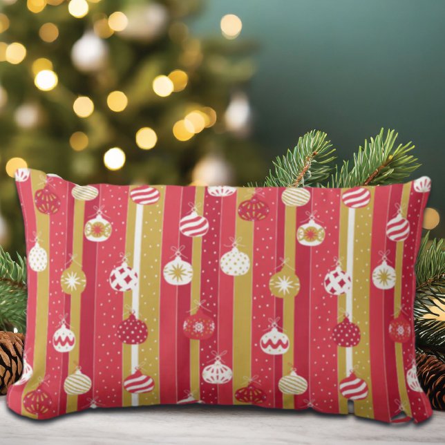 Red Gult Julgran Ornaments Lumbarkudde (Skapare uppladdad)