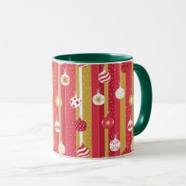 Red Gult Julgran Ornaments Mugg