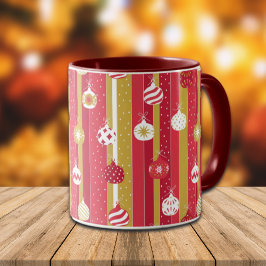 Red Gult Julgran Ornaments Mugg