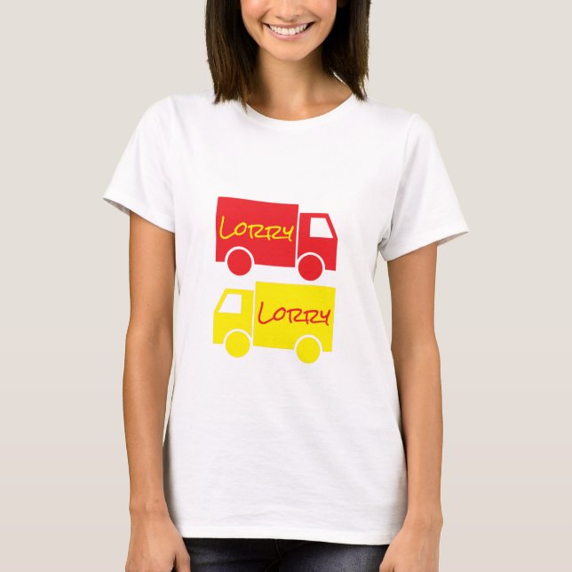 Red Gult Lastbil Lastbilar Retro Typography Art T Shirt (Framsida)