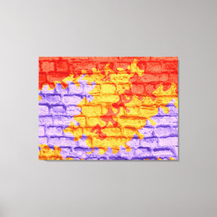Red Gult Lila Pastel Brick Wall Canvastryck