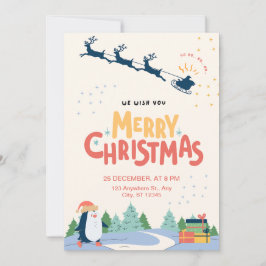 Red Gult Modern Minimalist God jul Inbjudningar