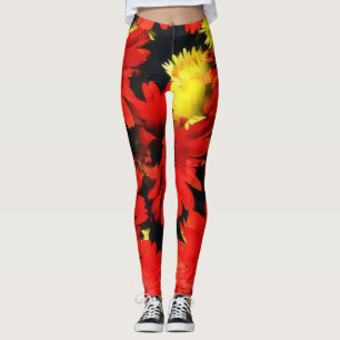 Red Gult Morsa Flowers Art Leggings
