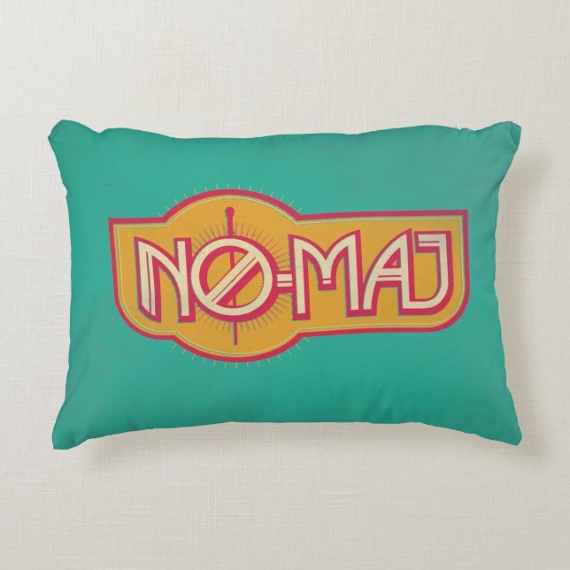 Red & Gult NO-MAJ™-bricka Prydnadskudde (Framsidan)