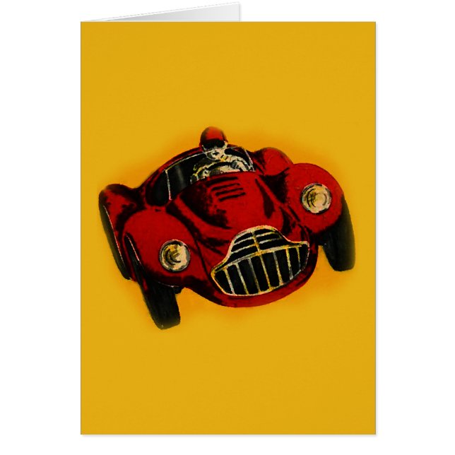 Red Gult Old Auto Tävla Car Hälsningskort (Framsidan)