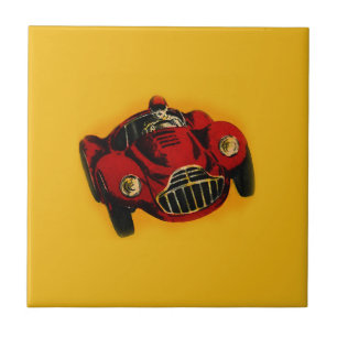 Red Gult Old Auto Tävla Car Kakelplatta