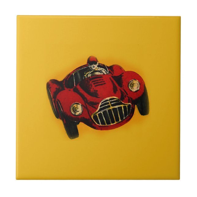 Red Gult Old Auto Tävla Car Kakelplatta (Framsidan)