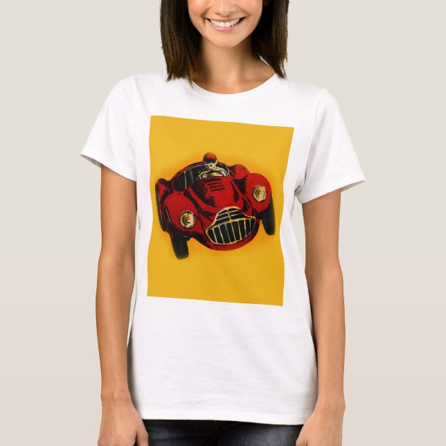 Red Gult Old Auto Tävla Car T-shirt (Framsida)