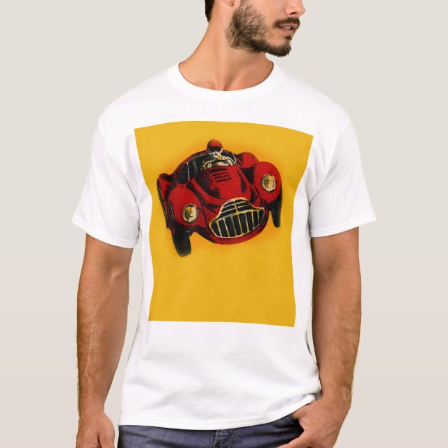 Red Gult Old Auto Tävla Car T Shirt (Framsida)