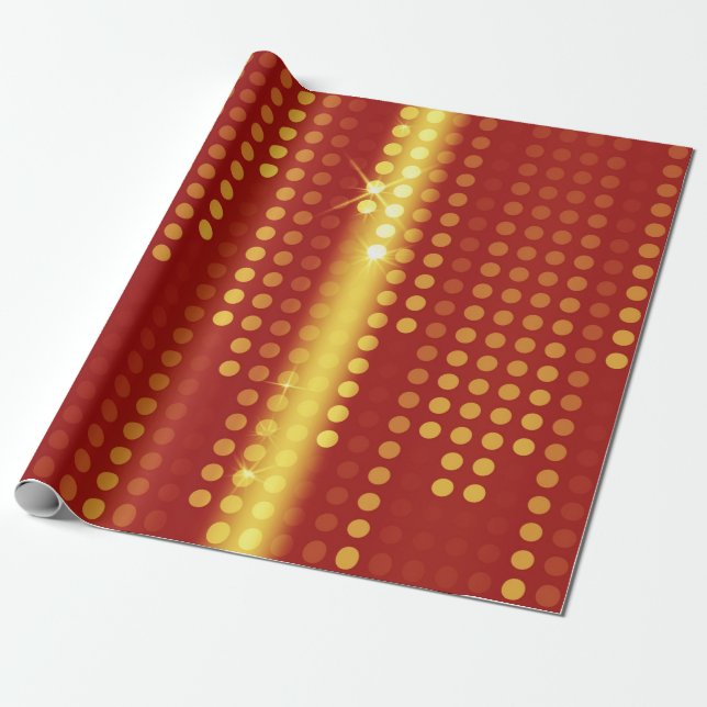 Red Gult Polka dots Matrix mönstrad Presentpapper (Utrullad)