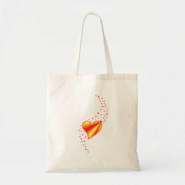 Red gult Rainbow Heart med stjärnor Tygkasse (Framsidan)