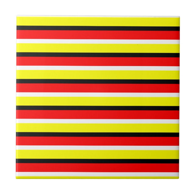 Red Gult Rand Mönster Design Kakelplatta (Framsidan)