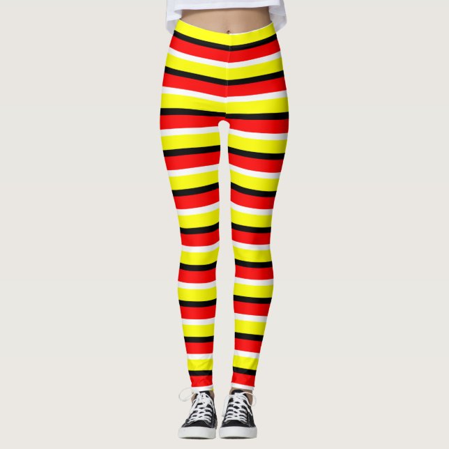 Red Gult Rand Mönster Design Leggings (Framsida)