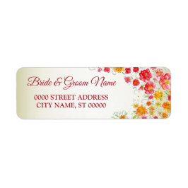 Red Gult Rosa Blommigt Bröllop Returadress Etikett