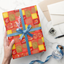 Red & Gult Square Faus Glitter Opal