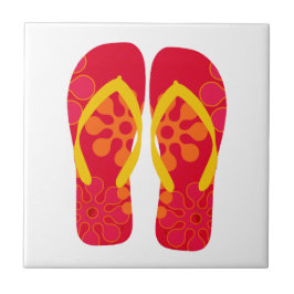 Red Gult Summer Beach Flinflip flops Ceramic Tile Kakelplatta