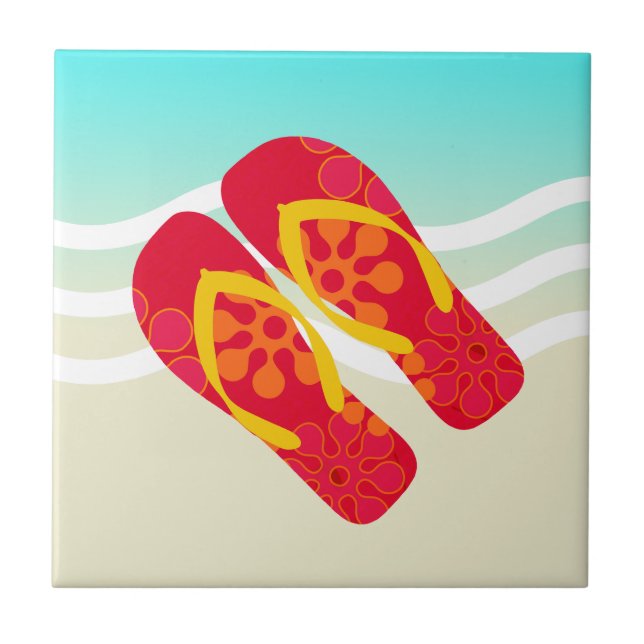Red Gult Summer Beach Flinflip flops Kakelplatta (Framsidan)
