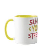 Red & gult "summerar din styrka"brev-design