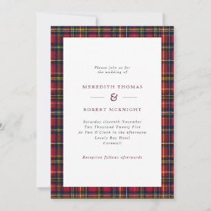 Red & Gult Tartan Scottish Winter Wedding Inbjudningar