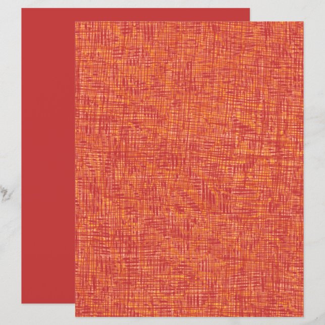 Red Gult Thin Linjer Struktur Skrapbook Papper (Fram/baksida)