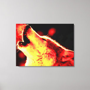 Red Gult Tones Grått Varg Wrapped Canvas