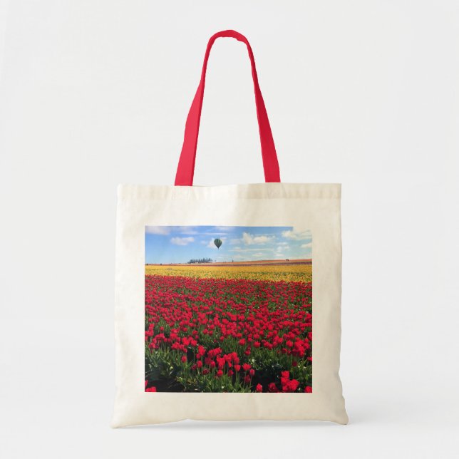 Red & Gult Tulip Fält med Luftballong Tygkasse (Framsidan)