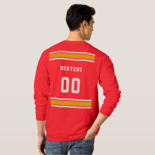 Red Gult White Sports Team Namn Långärmad T Shirt