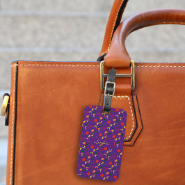 Red gult wildblommor lila mönster Luggage Tag Bagagebricka