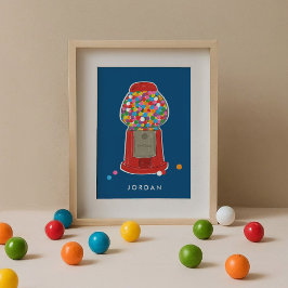 Red Gumball Maskin Candy Bubble Gum Personlig Poster