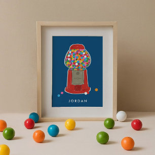Red Gumball Maskin Candy Bubble Gum Personlig Poster