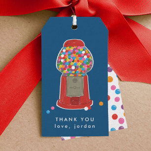 Red Gumball Maskin Candy Bubble Gum Tack Presentetikett