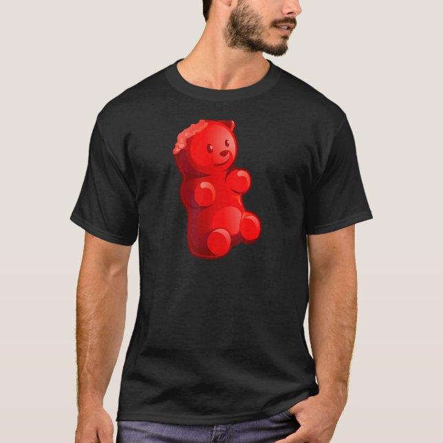 Red Gummy Bear Candy T Shirt (Framsida)