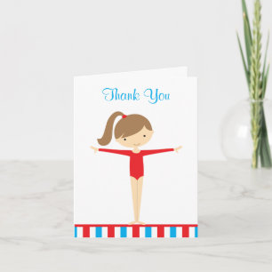 Red Gymnastics Girl Tackkort Card