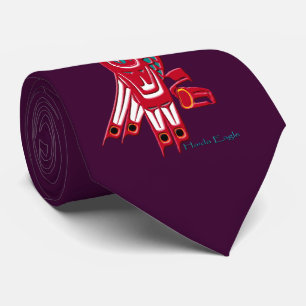 Red Haida Eagle Mode Neck Tie Slips