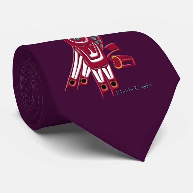 Red Haida Eagle Mode Neck Tie Slips (Rullad)