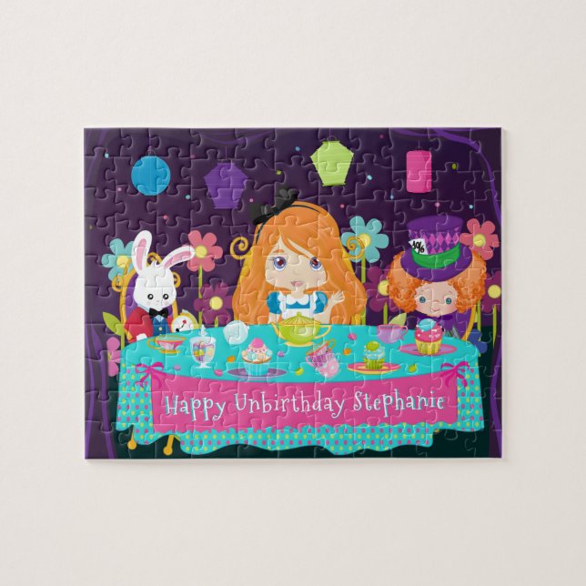 Red Hair Alice Tea Party Jigszle Puzzle Pussel (Horisontell)
