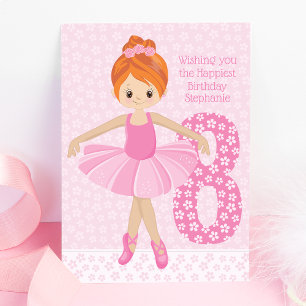 Red Hair Ballerina Birthday Kort