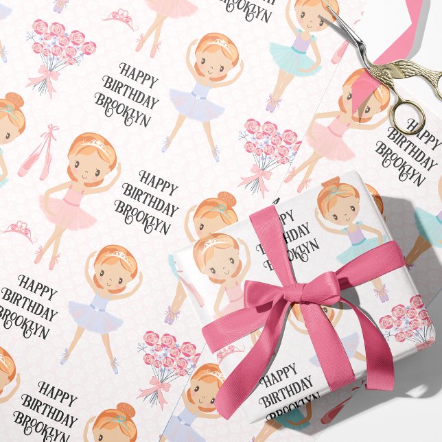 Red Hair Ballerina Personlig Wrapping Papper Presentpapper (Skapare uppladdad)