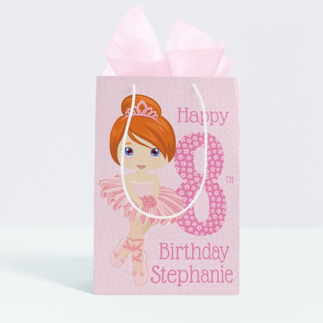 Red Hair Birthday Ballerina Medium Gift Bag (Skapare uppladdad)
