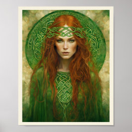 Red Hair Celtic Knot Headband Art nouveau Woman Poster