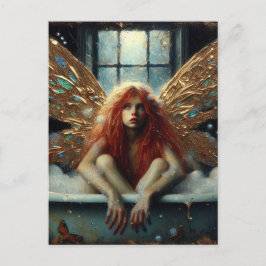 Red Hair Fairy in a Bubble Bath Vykort