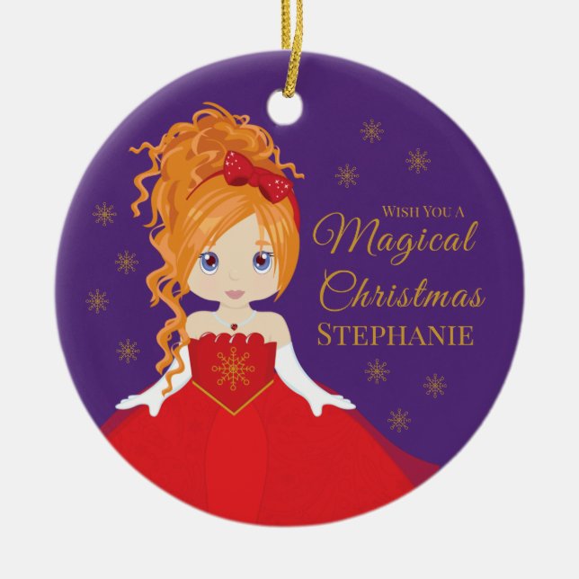 Red Hair jul Princess Ceramic Ornament (Framsidan)