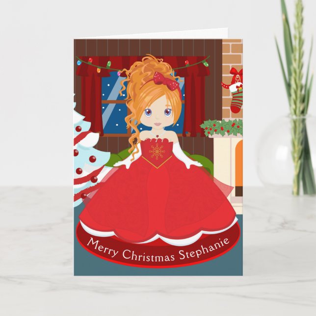 Red Hair julprinsessa Helgkort (Framsida)
