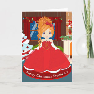 Red Hair julprinsessa Helgkort