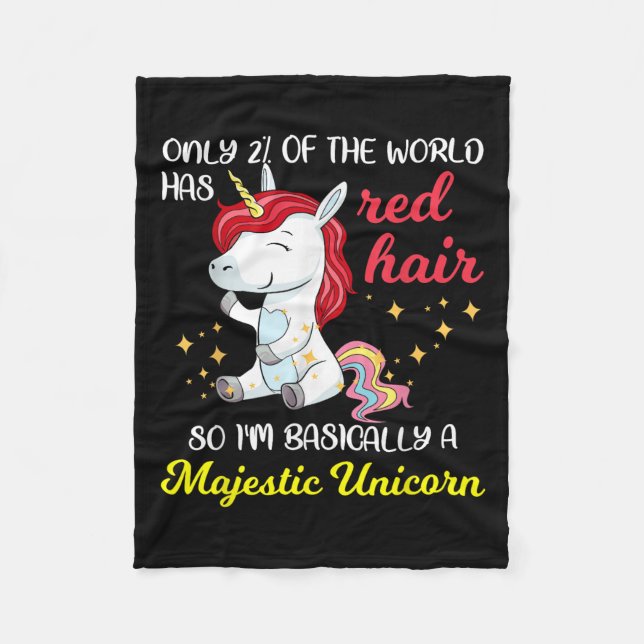 Red Hair Majestic Unicorn Funny Ginger Head Pride  Fleecefilt (Framsidan)