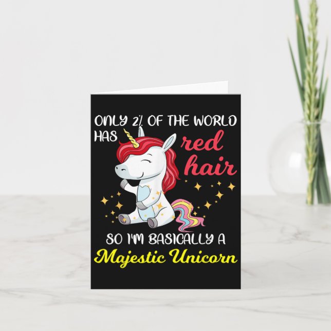 Red Hair Majestic Unicorn Funny Ginger Head Pride  Kort (Framsida)