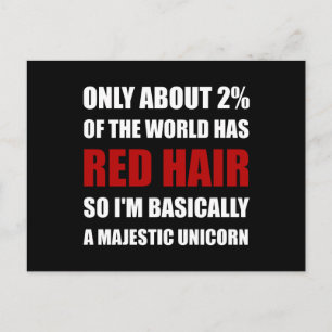 Red Hair Majestic Unicorn Vykort