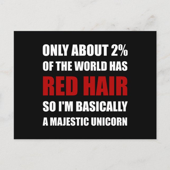 Red Hair Majestic Unicorn Vykort (Framsida)
